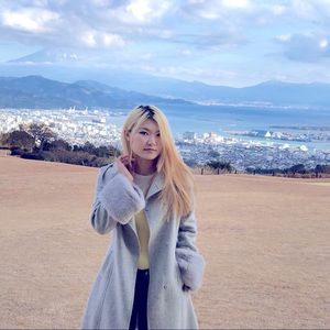 🇯🇵 Faux Fur Cuffs! Wool Hooded Robe with Oversized Grey Wrap Coat